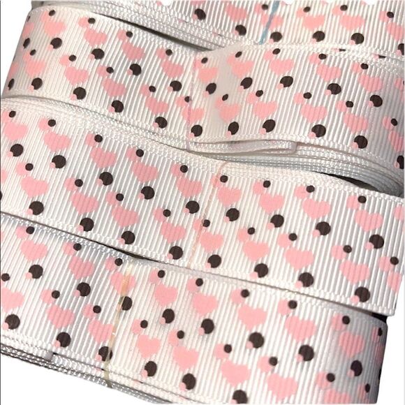 Grosgrain Ribbon 7/8” 5 yards 5/$20 hair bows shipping supplies hearts polka dot - Picture 1 of 7